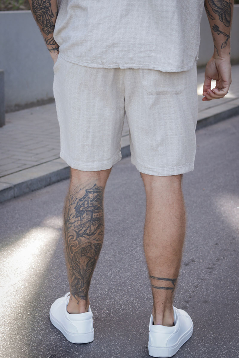 ONLY & SONS Tel Latham Linen Shorts Silver Lining