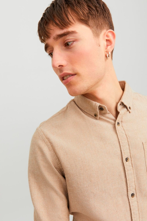 Jack & Jones Classic Melange Hemd L/S Oatmeal