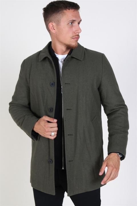 Clean Cut Halmstad Wollmantel Dusty Green