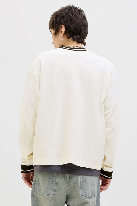 Jack & Jones Horizon Sports Print Sweat LS V-neck Cloud Dancer