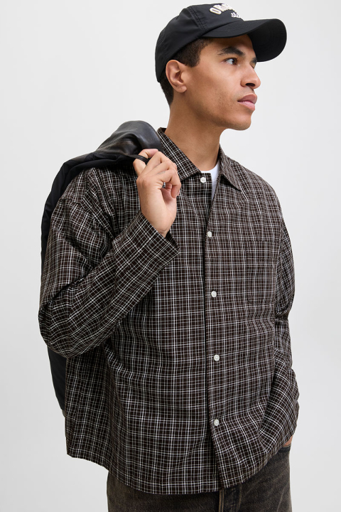 Jack & Jones Austin Loose Fit Check Hemd Chocolate Torte