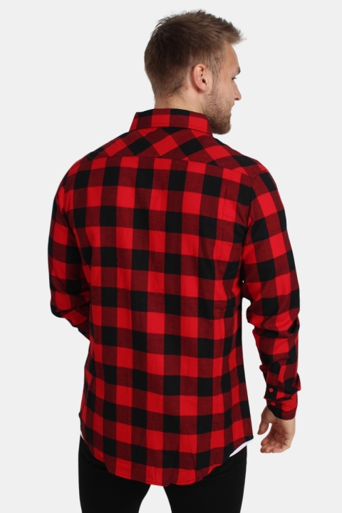 URBAN CLASSICS Checked Flanell Hemd Red/Black