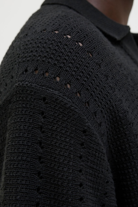 Jack & Jones Aros Knit Easter SS Crochet Polo Black
