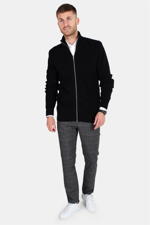 Clean Cut Osin Zip Cardigan Stricken Black