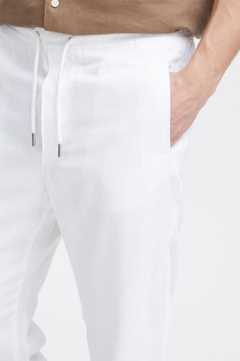 Solid TAIZ LINEN PANTS White
