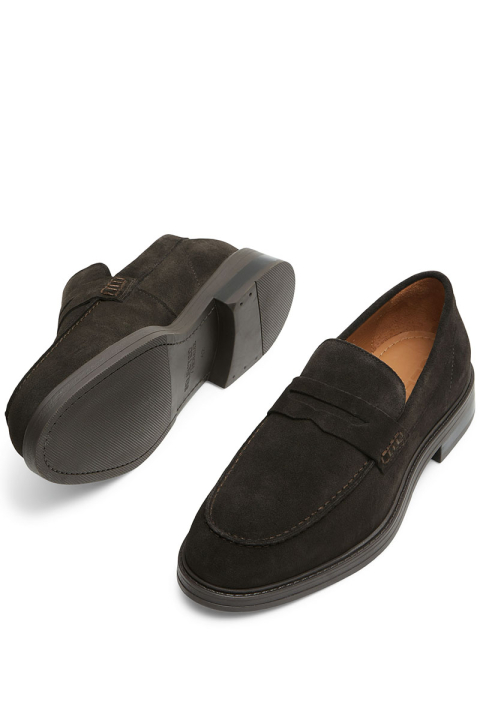 Selected Blake Suede Penny Loafer Demitasse