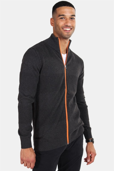 Kronstadt Jacob Zip Stricken Charcoal Mel/Orange