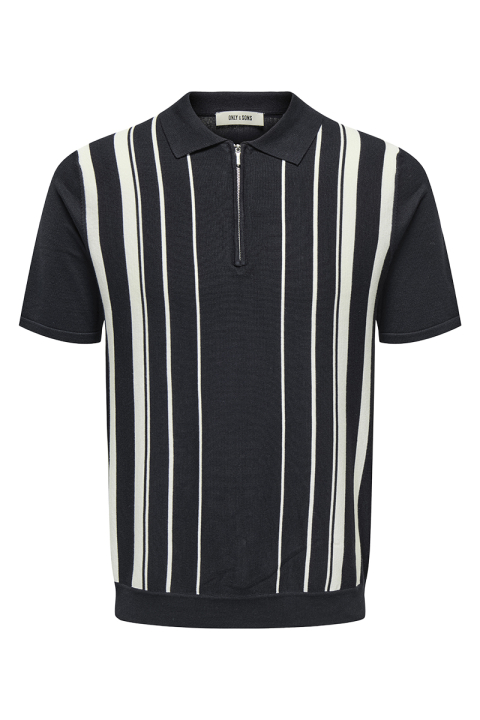 ONLY & SONS Wyler Regular Fit Zip Polo Knit Dark Navy