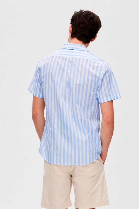 Selected SLHREGNEW-LINEN Hemd SS RESORT W Cashmere Blue Stripes