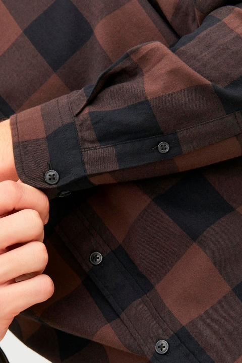 Jack & Jones Gingham Twill Hemd L/S Seal Brown