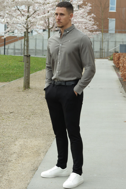 Clean Cut Copenhagen Oxford Stretch Plain L/S Dusty Green