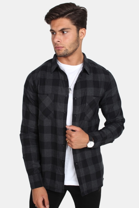 URBAN CLASSICS Checked Flanell Hemd Black/Charcoal