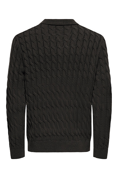 ONLY & SONS Kicker Cabel Polo Knit Demitasse