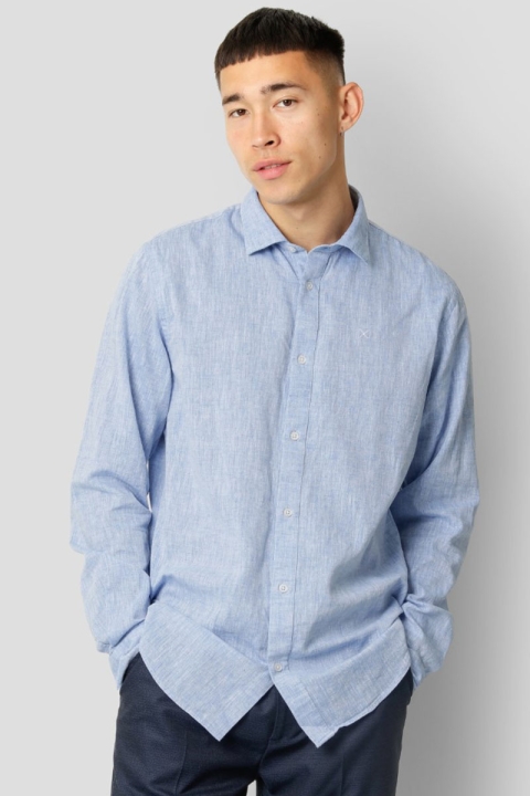 Clean Cut Copenhagen Jamie Cotton Linen Hemd LS Blue Melangé