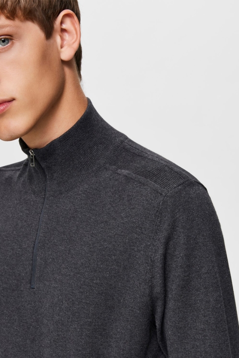 Selected Berg Half Zip Knit Antracit Melange