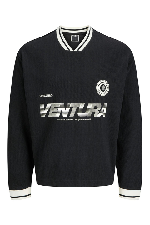 Jack & Jones Horizon Sports Print Sweat LS V-neck Black