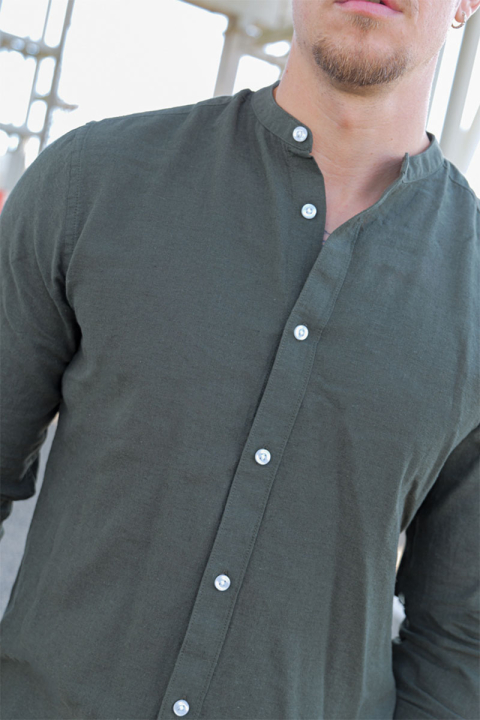 ONLY & SONS Caiden LS Linen Mao Hemd Kambaba