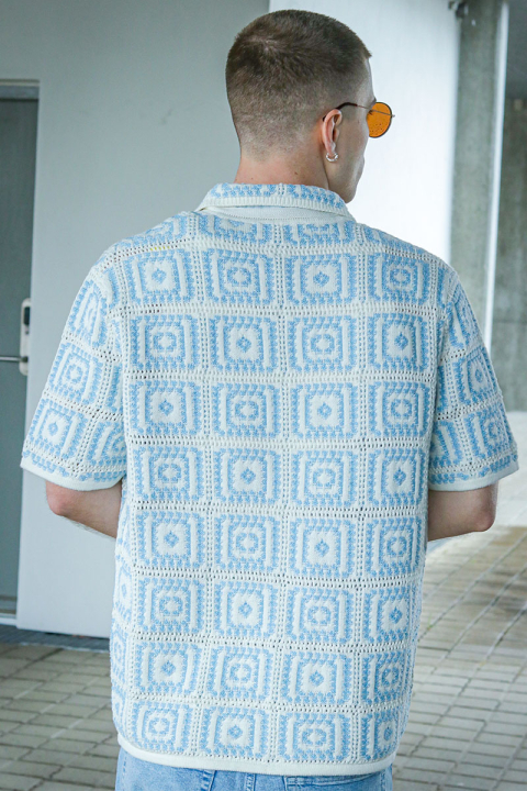 ONLY & SONS Bart Relaxed Fit SS Knit Hemd Egret
