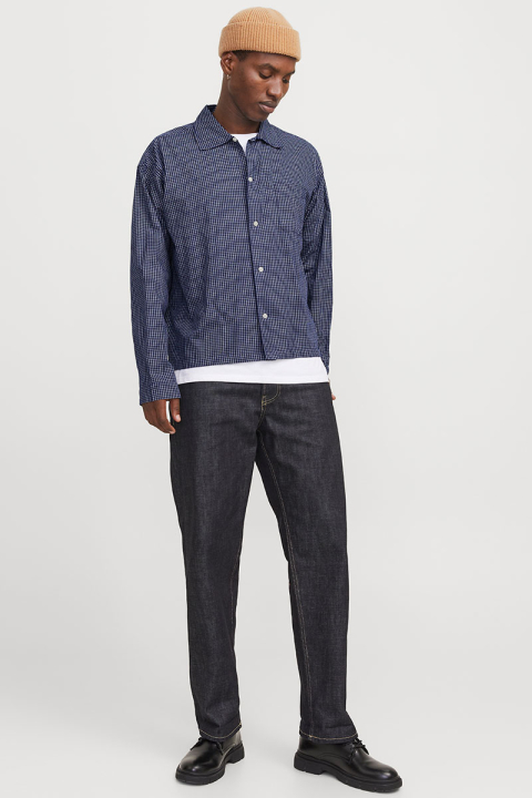 Jack & Jones Austin Loose Fit Check Hemd Ocean Cavern