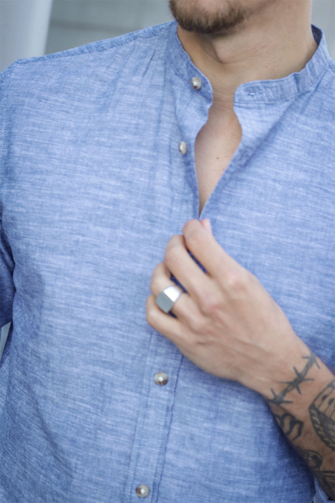 Jack & Jones Summer Band Hemd LS Faded Denim