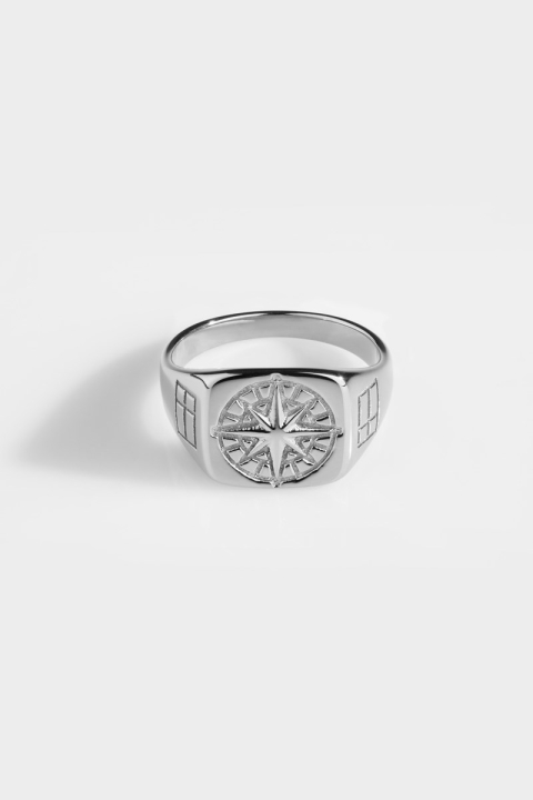 Northern Legacy Compass SignatUhre Ring Silver