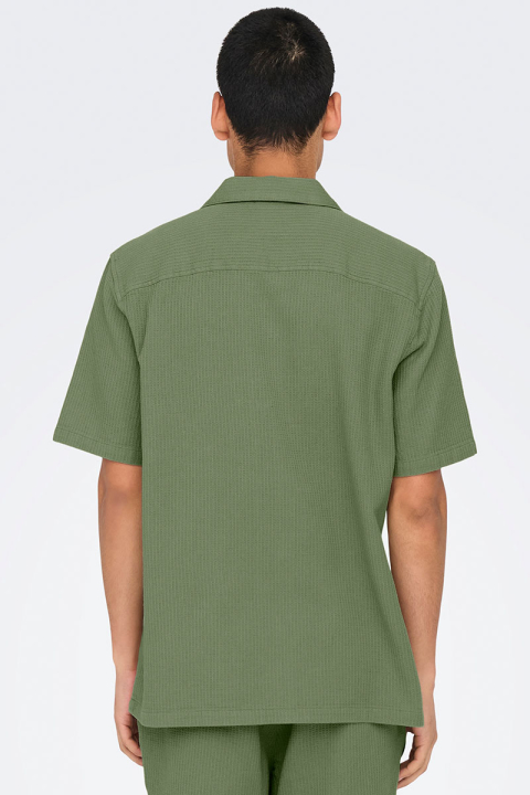 ONLY & SONS Bertil Waffle SS Resort Hemd Deep Lichen Green