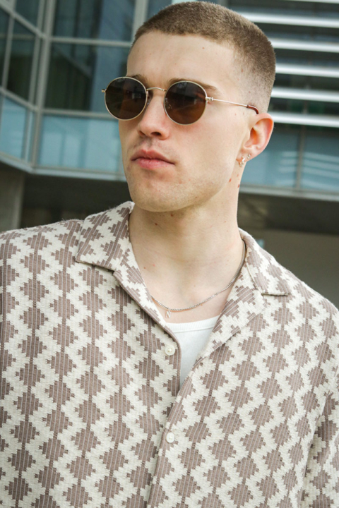 Jack & Jones Summer Luke Regular Fit Texture Resort Hemd SS Mocha Meringue