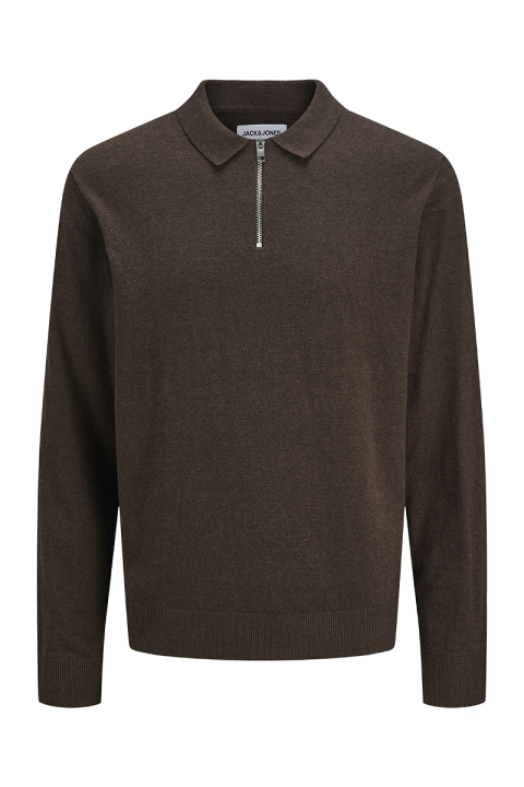 Jack & Jones Emil Knit Polo Half Zip LS Mulch