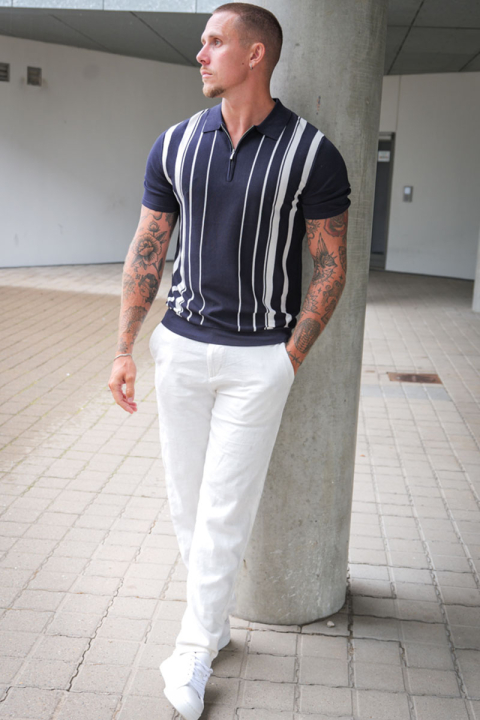 ONLY & SONS Wyler Regular Fit Zip Polo Knit Dark Navy