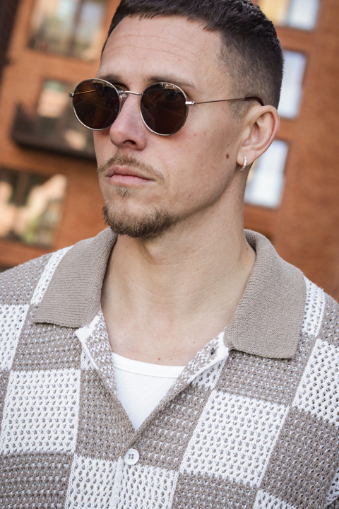 Jack & Jones Athletico Loose Fit Crochet Polo Hemd SS Desert Taupe
