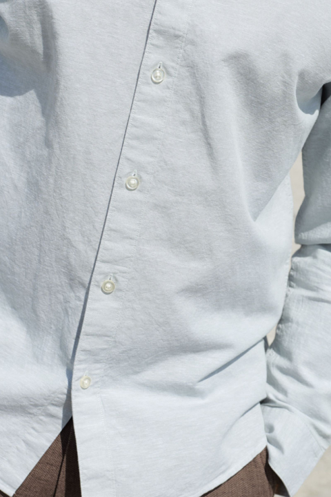 Selected Slim Sun Linen Hemd LS Iceberg Green / White
