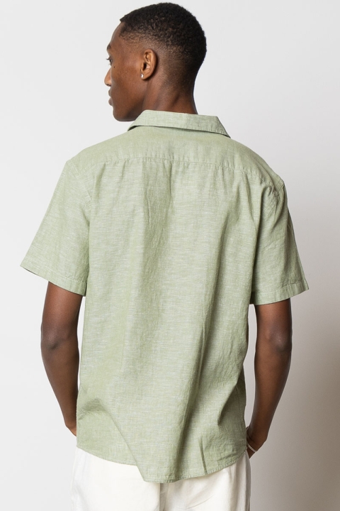 Clean Cut Copenhagen Giles Bowling Hemd S/S Green Melange