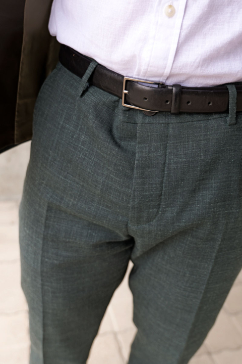 Selected Slim Oasis Linen Pants Dark Green