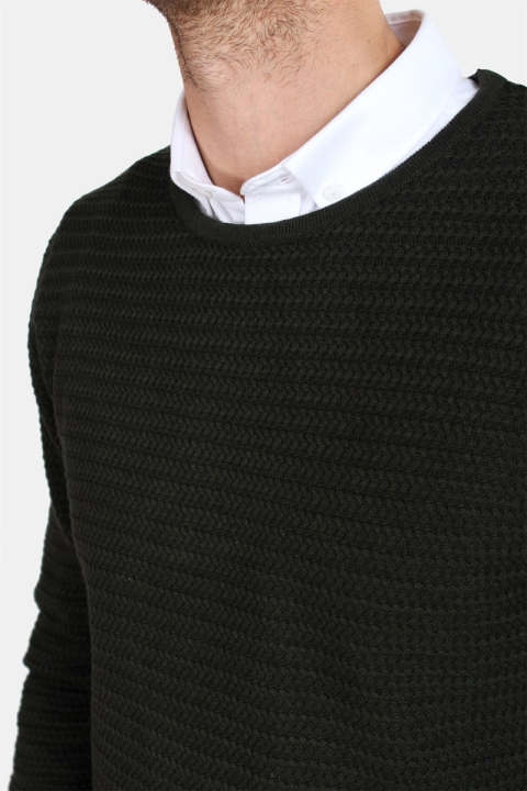 Clean Cut Aberdeen Crew Neck Stricken Dark Green Melange