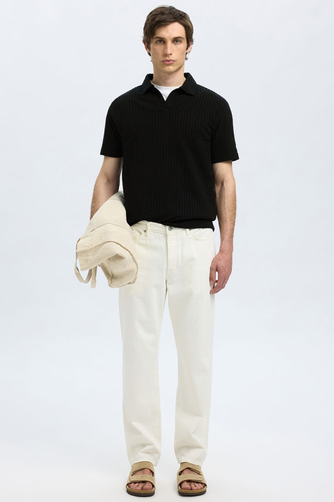 Selected Blake Split Neck Regular Fit SS Polo Black