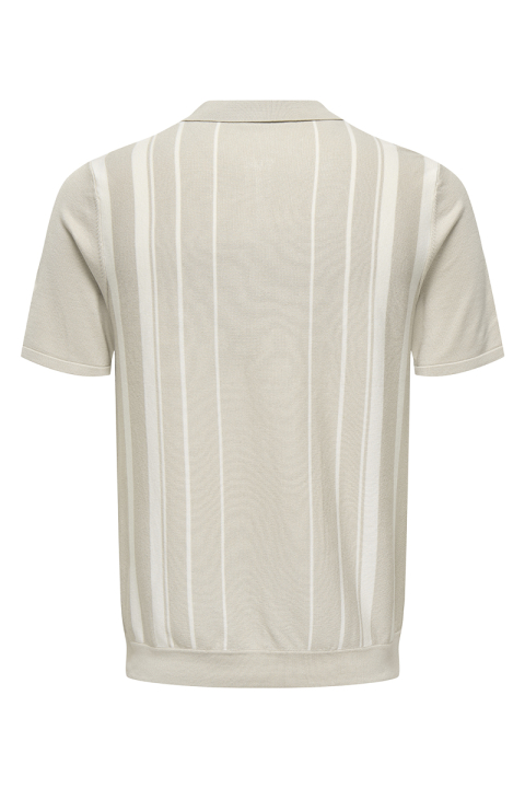 ONLY & SONS Wyler Regular Fit Zip Polo Knit Silver Lining