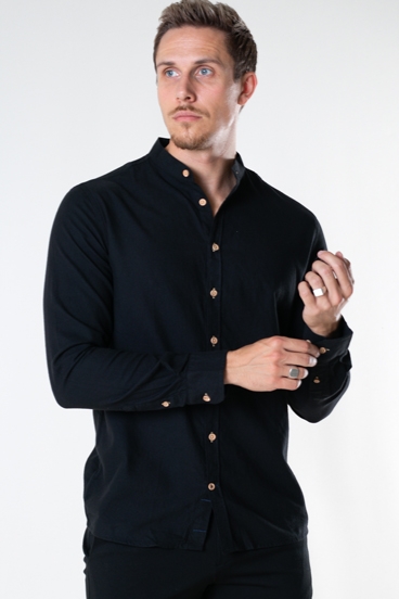 Kronstadt Dean Diego Cotton henley Hemd Black