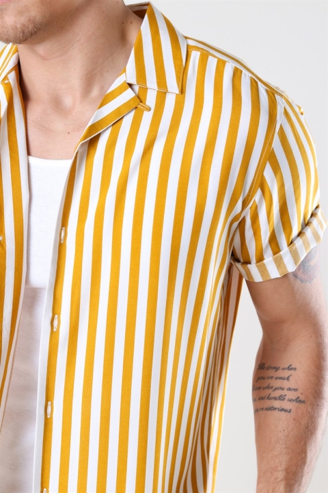 Only & Sons Wayne Striped Viscose Hemd Golden Spice