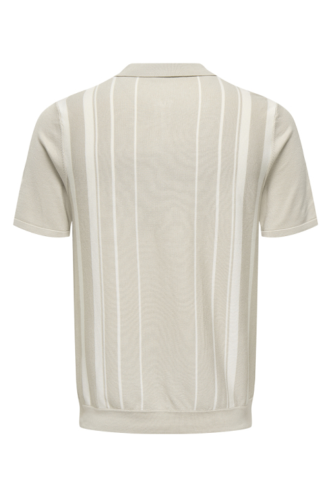 ONLY & SONS Wyler Regular Fit Zip Polo Knit Silver Lining