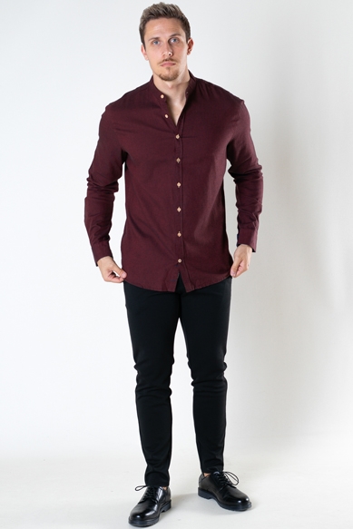 Kronstadt Dean Diego Cotton henley Hemd Bordeaux mel