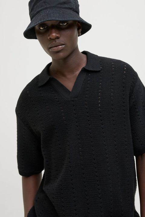 Jack & Jones Aros Knit Easter SS Crochet Polo Black
