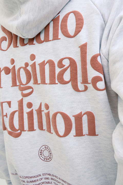 Jack & Jones Acapulco Typo Loose Fit Hoodie Bright White MELANGE