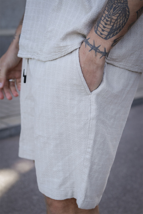 ONLY & SONS Tel Latham Linen Shorts Silver Lining