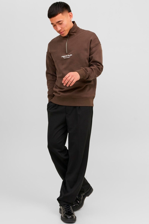 Jack & Jones Vesterbro Sweat Half Zip Chocolate Brown