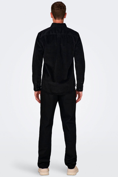 ONLY & SONS New Terry Corduroy LS Hemd Black