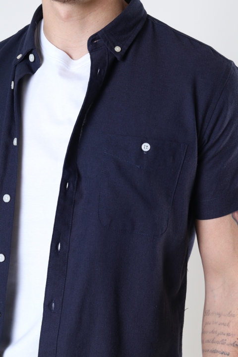 Kronstadt Johan Linen S/S Hemd Navy