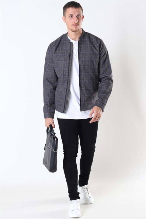 Tailored & Originals Shayan Bomber Jacke Med Grey Melange