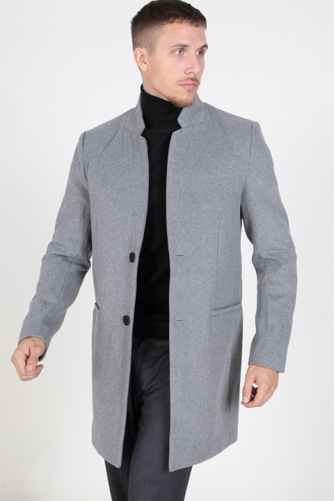 Only & Sons Maximilian Wool Trench Frakke Light Grey Melange