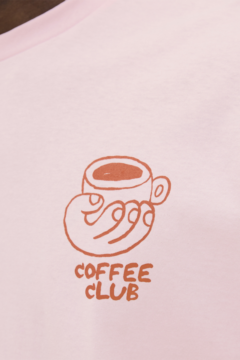 Jack & Jones Coffee Club Relaxed Fit Tee Parfait Pink