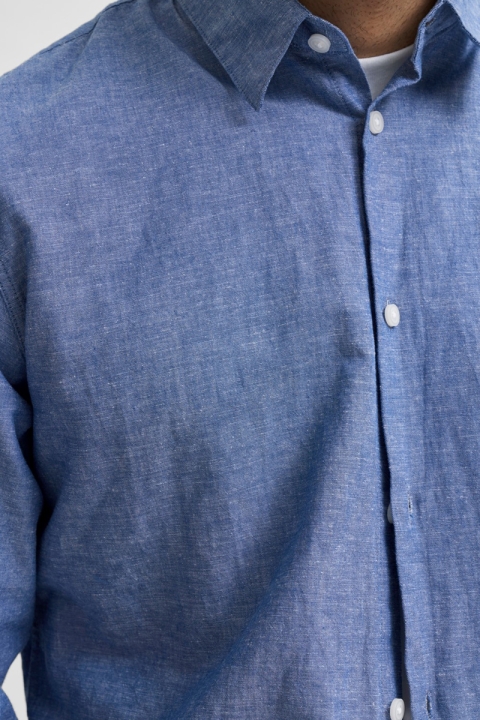Selected Slim Sun Linen Hemd LS Medium Blue Denim